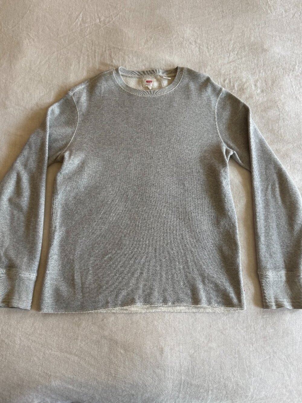 Levi's Men's Crewneck Waffle-Knit Thermal Pullover Sweater S Heathered Gray